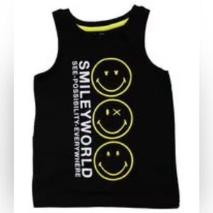 SmileyWorld Kids Black Tank Top with Yellow Smiley Faces - US L (10-12 Boys)